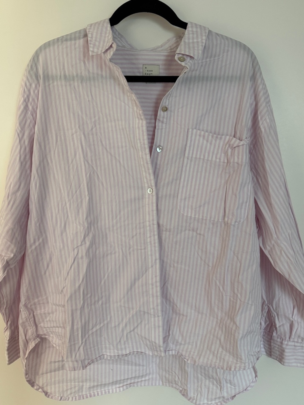 a new day Pale Pink & White Striped Button-Front Shirt